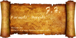 Faragó Hannó névjegykártya
